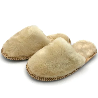 Тапочки  из овчины бежевые