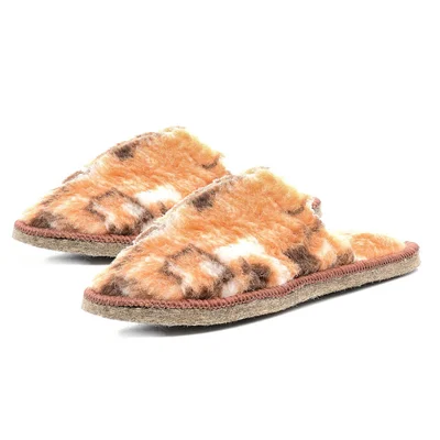 Тапочки пестрые из овечьей шерсти на войлочной подошве