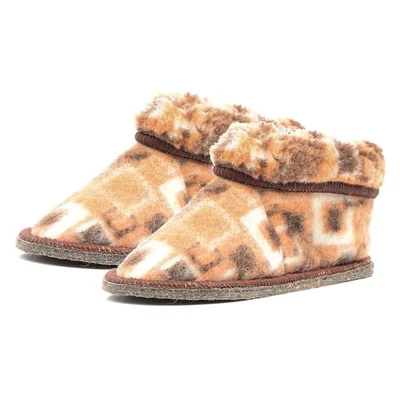 Чуни из овечьей шерсти пестрые на войлочной подошве