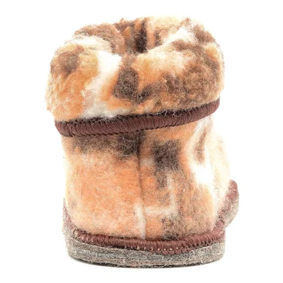 Чуни из овечьей шерсти пестрые на войлочной подошве