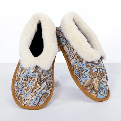 Чуни из овчины с гобеленом «Восточный узор»