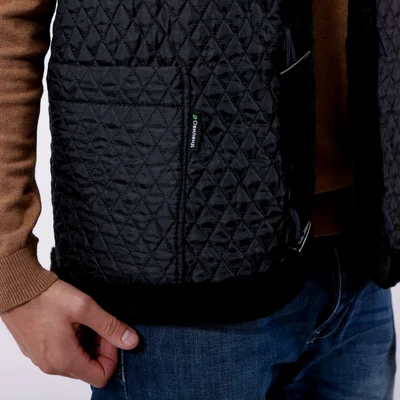 Жилет из натуральной кусковой овчины стеганный черный мужской