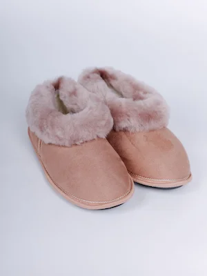 Бабуши с бежевой опушкой из овчины бежевые 