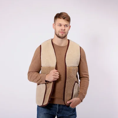 Жилет мужской из овечьей шерсти «Комби» без воротника