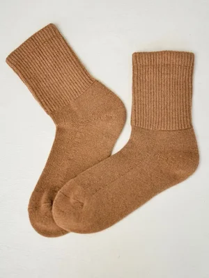 Носки взрослые коричнево-рыжие из овечьей  шерсти