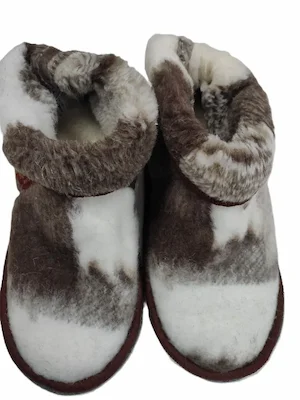 Чуни из овечьей шерсти пестрые на микропоре