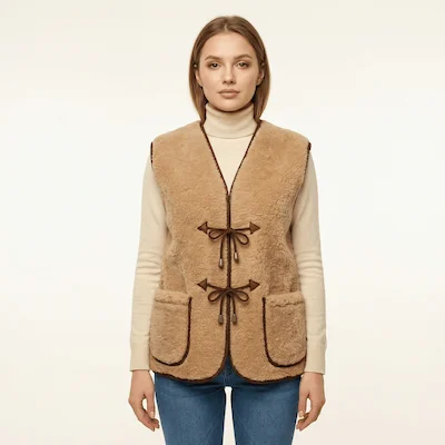 Жилет из овечьей шерсти «Капучино» без воротника