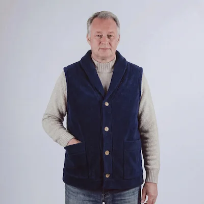 Жилет домашний из овечьей шерсти  "Индиго"