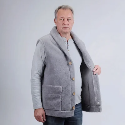 Жилет из овечьей шерсти домашний "Серый"